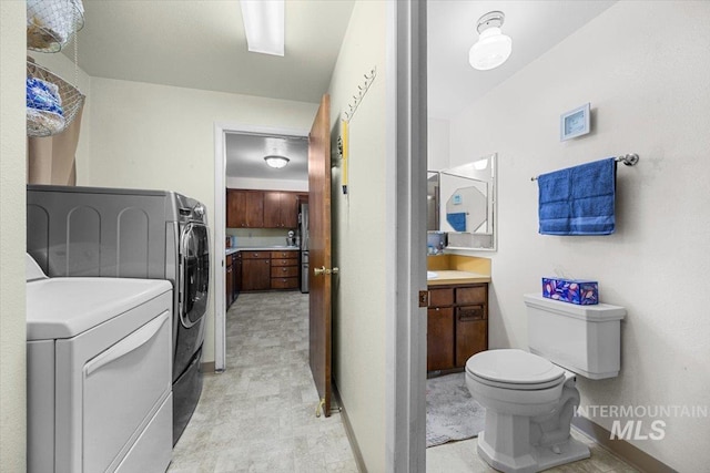 interior space with washer and clothes dryer