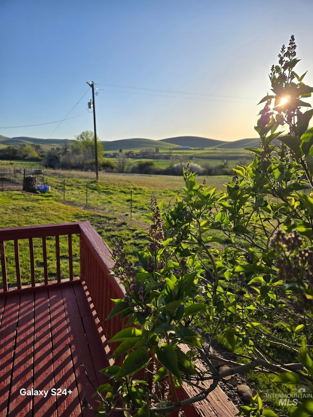 1280 Monroe Creek Rd, Weiser, ID 83672 - wooden deck with a view of rural / pastoral area and a mountain view