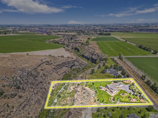 drone / aerial view with a rural view