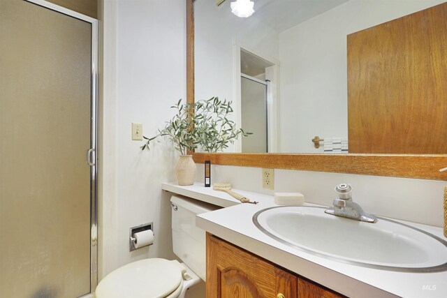 435 W 24th St, Burley, ID 83318 - bathroom with vanity, toilet, and a shower with door
