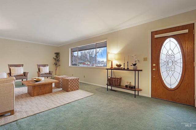 435 W 24th St, Burley, ID 83318 - foyer entrance with a wealth of natural light, ornamental molding, and carpet flooring