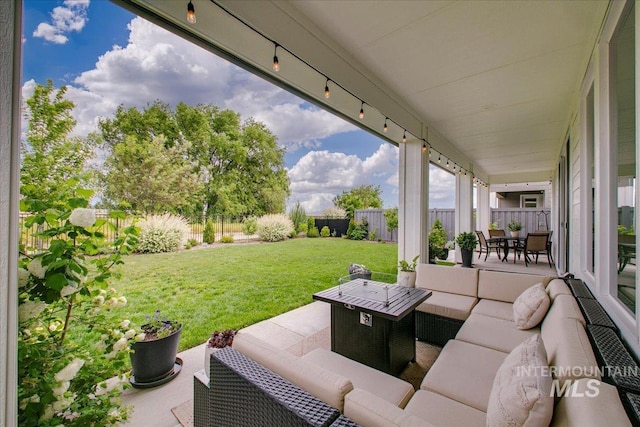 view of patio / terrace featuring an outdoor hangout area