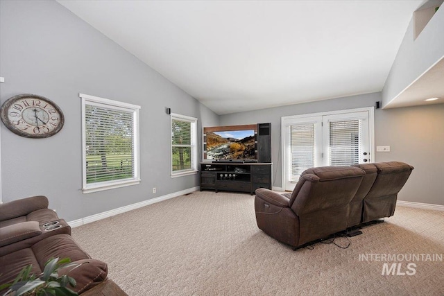 2123 E 3970 N, Filer, ID 83328 - living room with carpet floors, baseboards, and lofted ceiling