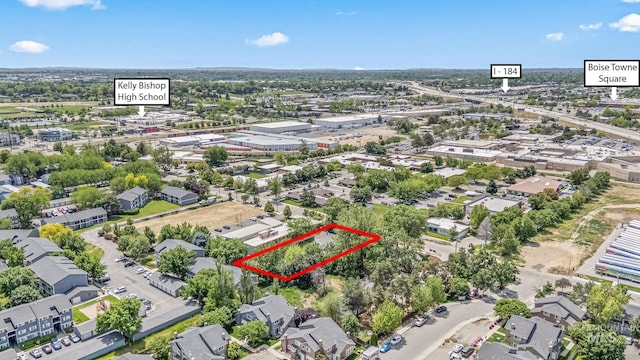 404 N Allumbaugh St, Boise, ID 83704 - aerial view of residential area featuring property parcel outlined