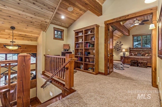 516 Whitewater Dr, Donnelly, ID 83615 - interior space featuring wood ceiling, a healthy amount of sunlight, and carpet