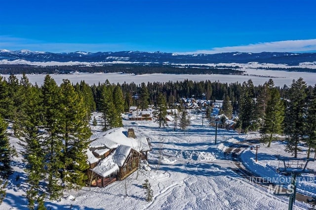 516 Whitewater Dr, Donnelly, ID 83615 - snowy aerial view with a mountain view