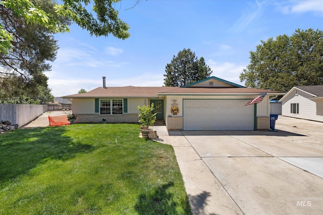 4667 S Shawnee Way, Boise, ID 83709 - ranch-style house with brick siding, concrete driveway, a garage, and roof with shingles