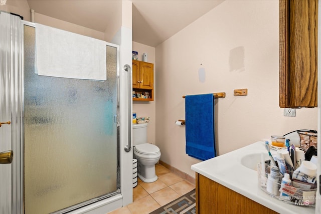 4667 S Shawnee Way, Boise, ID 83709 - bathroom with a stall shower, vanity, and tile patterned floors