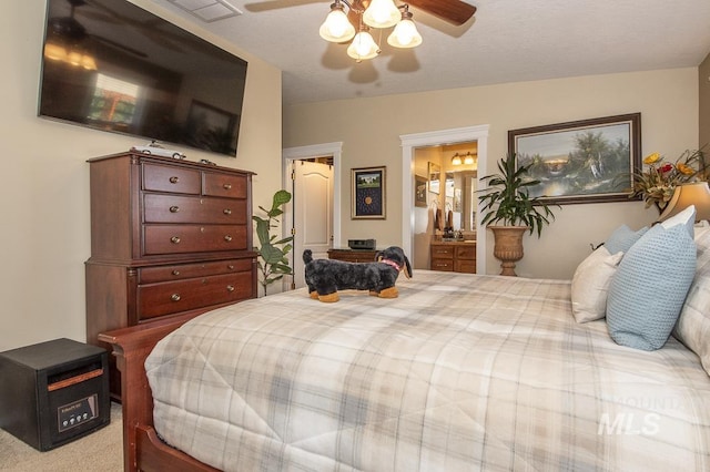 bedroom featuring carpet and a ceiling fan