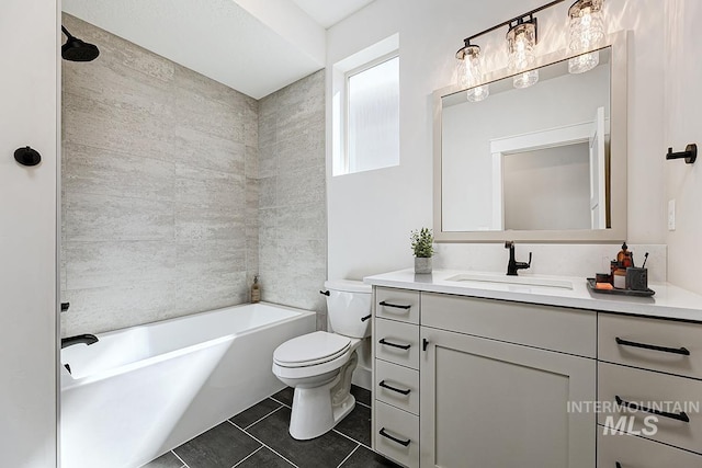 3389 E Englehart Dr, Meridian, ID 83642 - bathroom with vanity, tile patterned floors, and  shower combination
