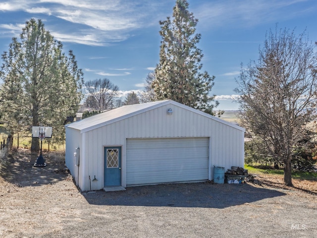 detached garage with driveway