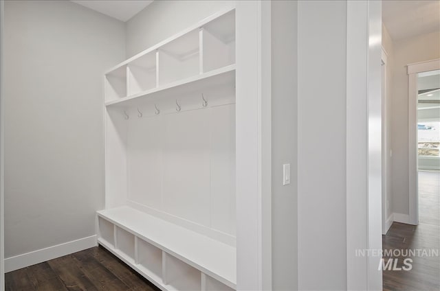 2843 E Murchison St, Meridian, ID 83642 - mudroom featuring baseboards and dark wood finished floors
