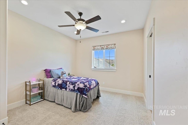 9351 W Sooty Grouse Ct, Boise, ID 83714 - carpeted bedroom featuring baseboards, recessed lighting, and ceiling fan