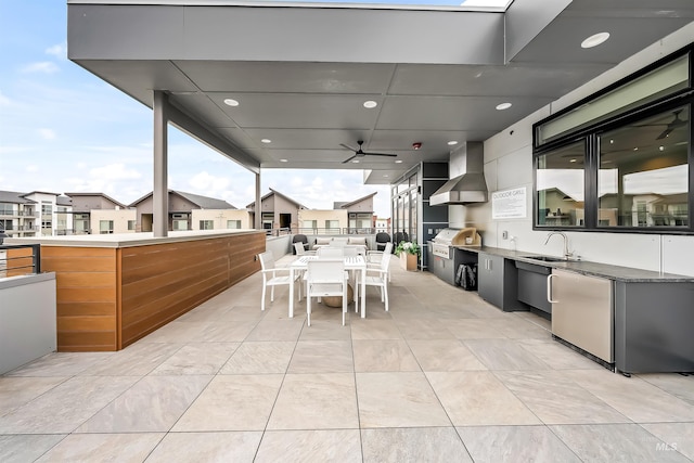 3850 E Haystack St Unit 205, Boise, ID 83716 - view of patio / terrace with outdoor dining space, ceiling fan, and exterior kitchen