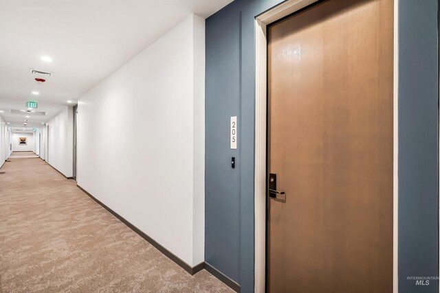 3850 E Haystack St Unit 205, Boise, ID 83716 - hall with light carpet, recessed lighting, and elevator