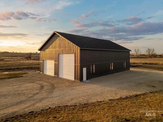 view of detached garage
