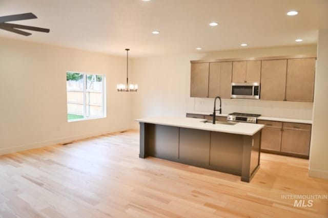 kitchen with light hardwood / wood-style flooring, appliances with stainless steel finishes, and sink