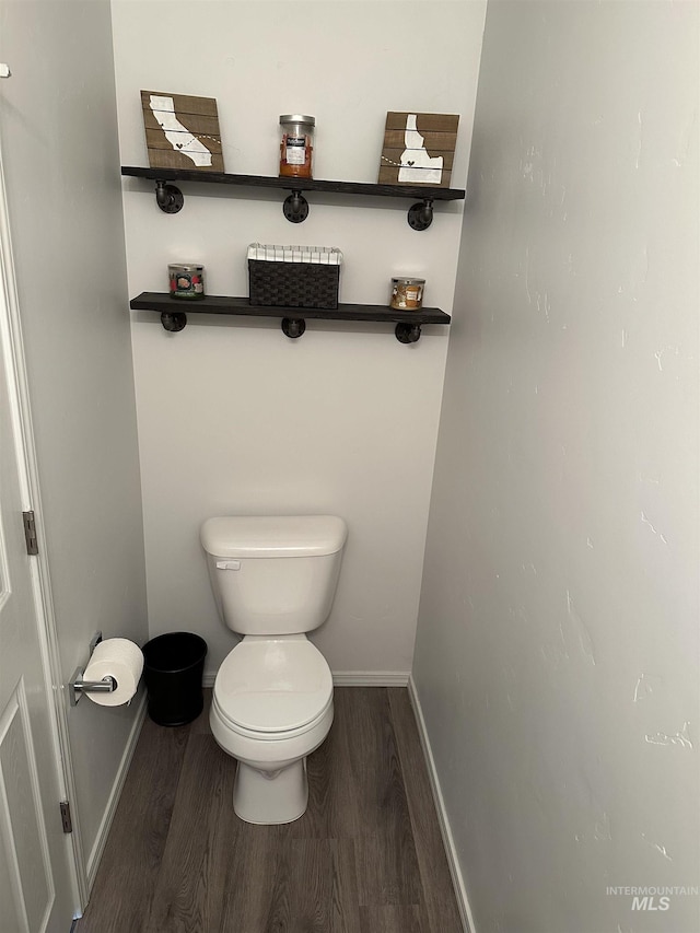 bathroom with hardwood / wood-style floors and toilet