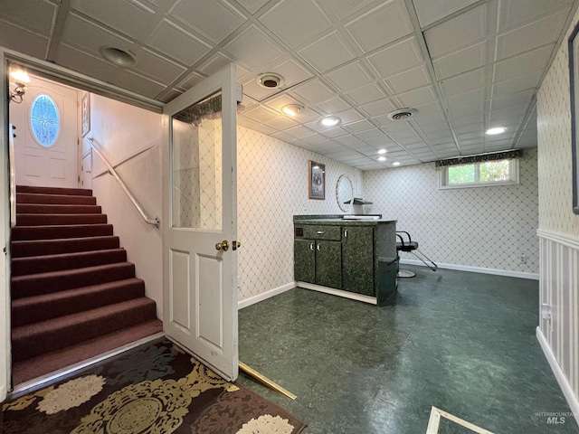 710 Locust St, Twin Falls, ID 83301 - interior space featuring dark flooring and wallpapered walls