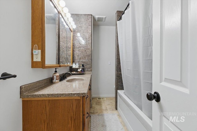 4320 N Locust Grv, Meridian, ID 83642 - bathroom with vanity, shower / bath combo, and visible vents