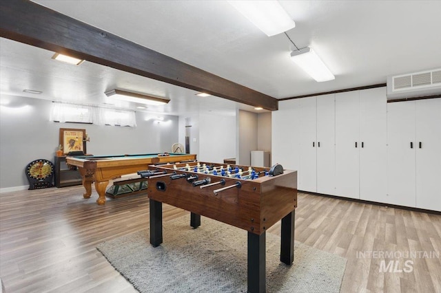 4320 N Locust Grv, Meridian, ID 83642 - recreation room with pool table, baseboards, visible vents, and light wood-style flooring