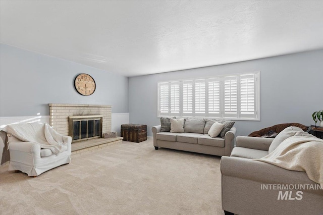 4320 N Locust Grv, Meridian, ID 83642 - living room with carpet flooring and a brick fireplace