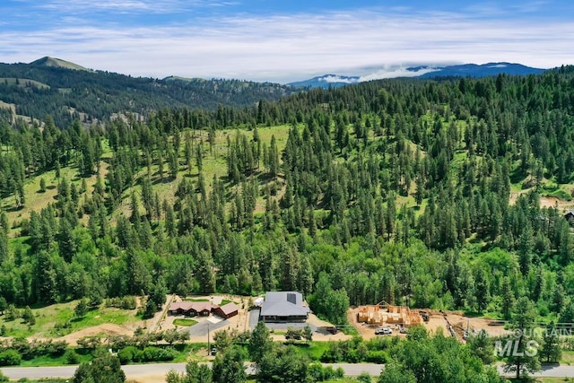 aerial view with a mountain view