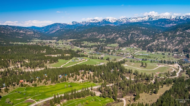 aerial view with a mountain view