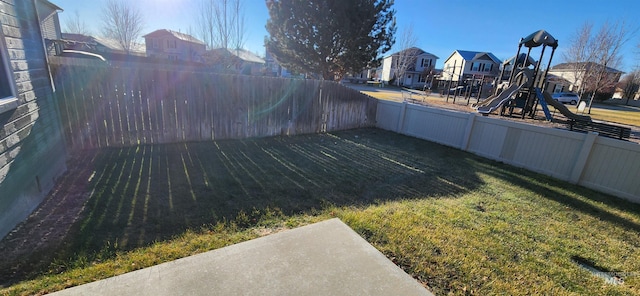 view of yard with a playground