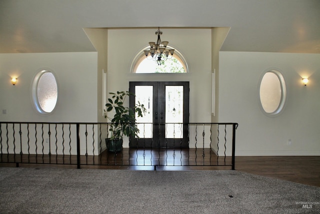 3349 E 4050 N, Twin Falls, ID 83301 - entrance foyer featuring a chandelier, wood finished floors, and french doors