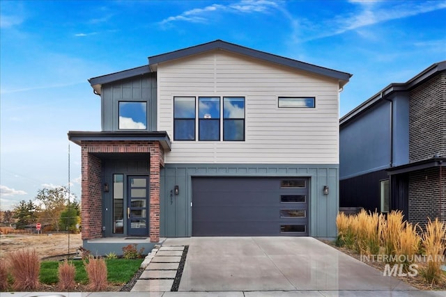 contemporary home with a garage