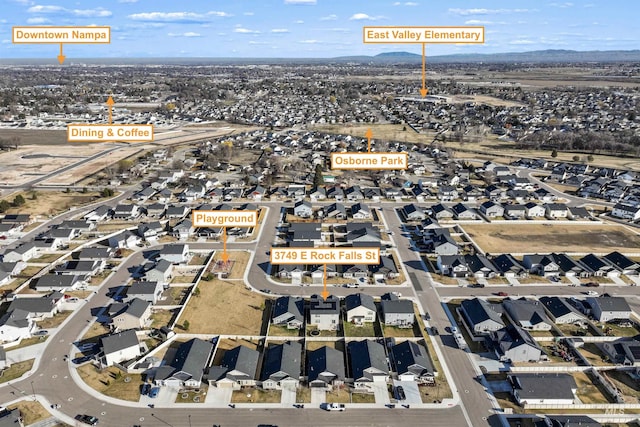 3749 E Rock Falls St, Nampa, ID 83686 - aerial view with a residential view and a mountain view