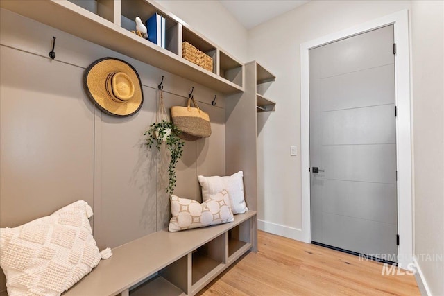 mudroom featuring light hardwood / wood-style flooring