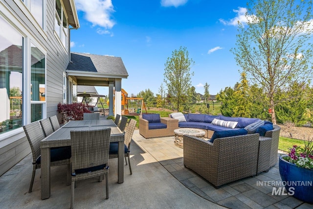 view of patio / terrace featuring an outdoor living space