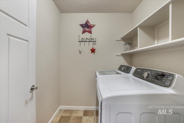 614 Ethan Ct, Jerome, ID 83338 - washroom with washer and dryer, baseboards, and a textured ceiling