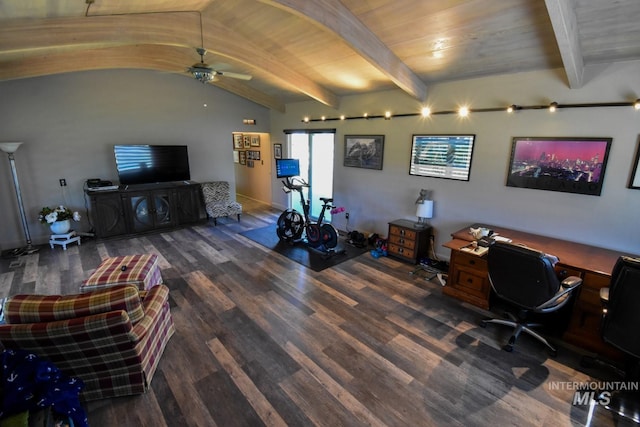 708 16th St, Clarkston, WA 99403 - home office with a ceiling fan, wood finished floors, and wooden ceiling