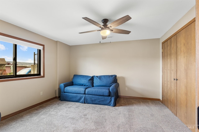 3224 Meadowlark, Lewiston, ID 83501 - sitting room featuring carpet, ceiling fan, and baseboards