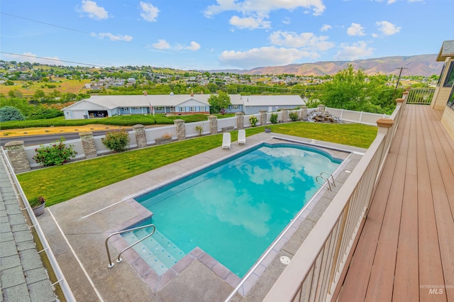 3224 Meadowlark, Lewiston, ID 83501 - view of swimming pool featuring a mountain view, a residential view, and a patio area