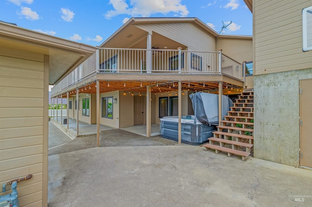 3224 Meadowlark, Lewiston, ID 83501 - back of property featuring stairway, a patio area, and a deck