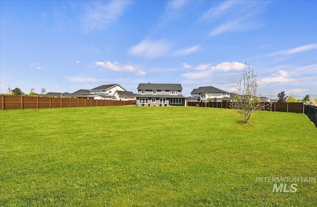 view of yard featuring a fenced backyard