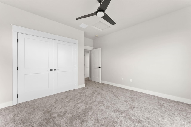 6536 W Flathead Lake St, Eagle, ID 83616 - unfurnished bedroom featuring carpet floors, a closet, a ceiling fan, and attic access