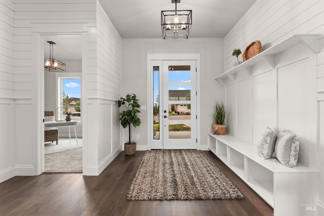 6536 W Flathead Lake St, Eagle, ID 83616 - mudroom with a chandelier, dark wood-type flooring, and healthy amount of natural light