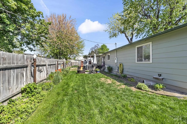 view of yard featuring a fenced backyard