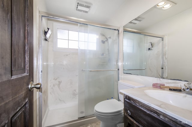 3344 N Tumbleweed, Boise, ID 83713 - bathroom featuring toilet, vanity, and a shower stall