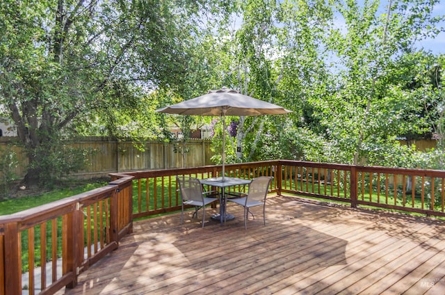 3344 N Tumbleweed, Boise, ID 83713 - wooden deck with outdoor dining area