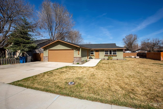1214 E Pennsylvania Pl, Nampa, ID 83686 - view of front facade featuring an attached garage, concrete driveway, stucco siding, and stone siding