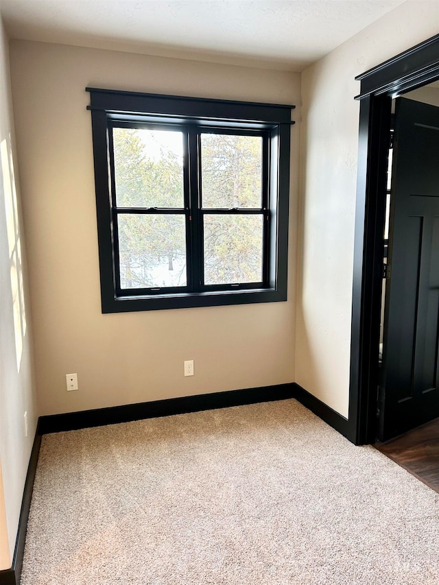 empty room with a wealth of natural light and dark carpet