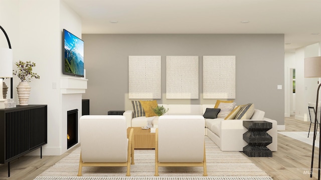 living room featuring light wood-type flooring