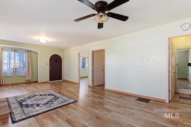 120 W Main St, Hagerman, ID 83332 - foyer featuring light wood-type flooring and ceiling fan