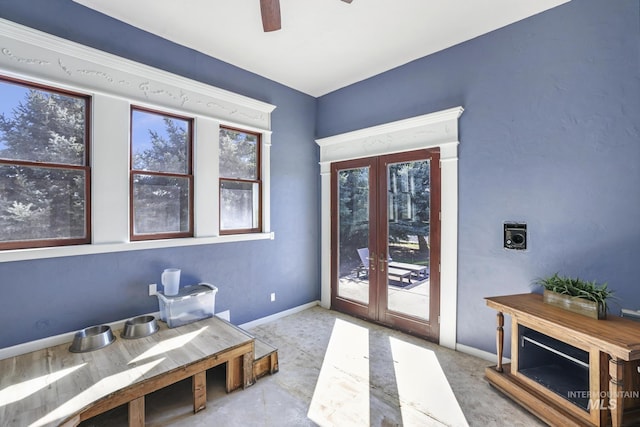 133 N Rd, Jerome, ID 83338 - doorway to outside with a ceiling fan, baseboards, and french doors